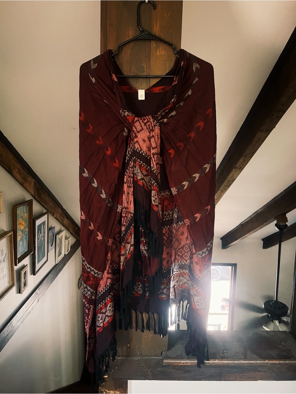 Cato Bohemian Maroon Patterned Shawl Scarf